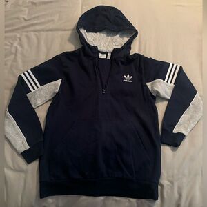 Adidas navy with gray and white 1/4 zip hoodie